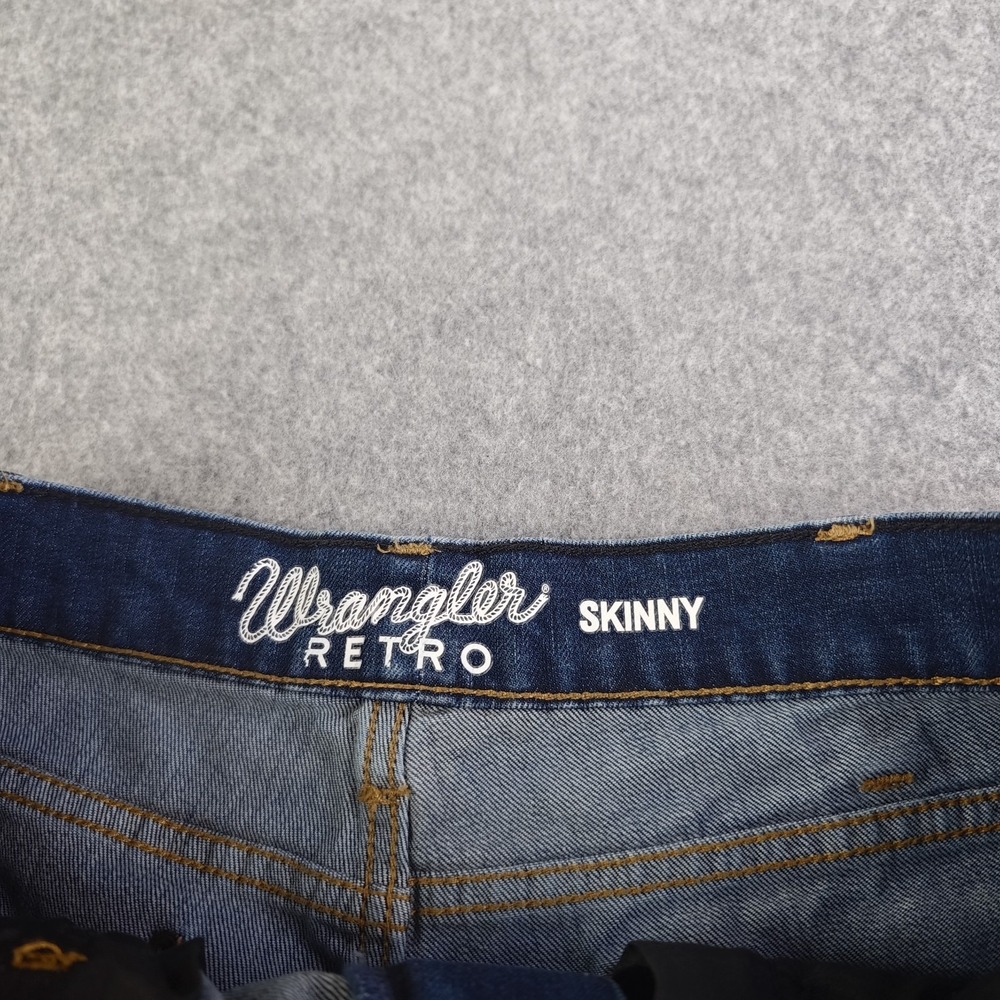 Wrangler Retro Jeans Mens 34x32 Skinny Blue Dark Wash Stretch Denim - Picture 6 of 9